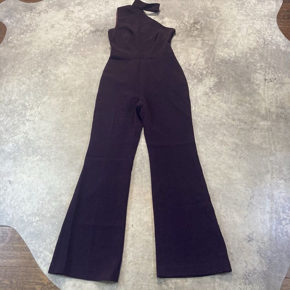 Rachel Zoe Suki Jumpsuit Womens 6 Cabernet Purple One Shoulder Evening Collar